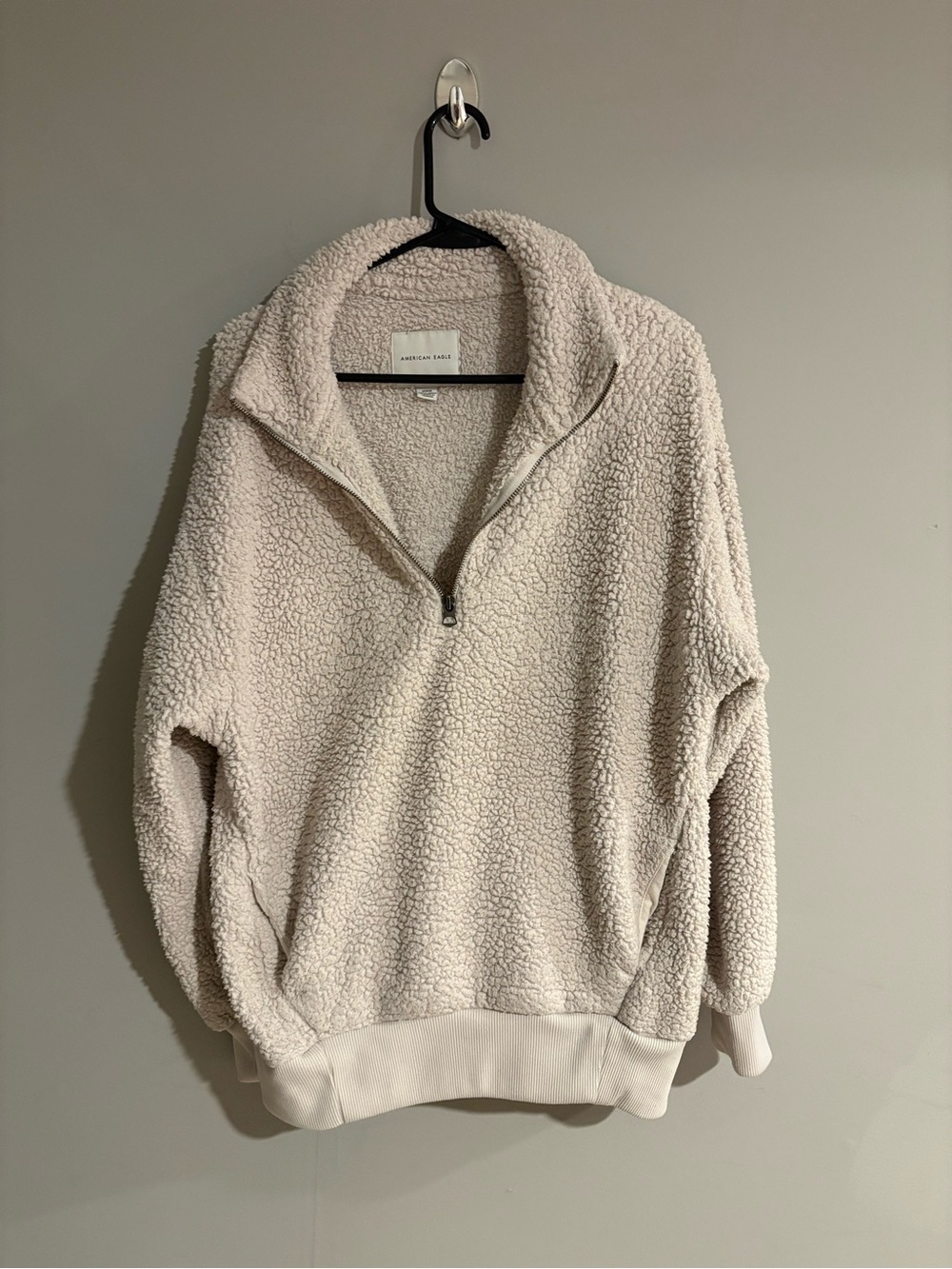 American Eagle Sherpa Quarter Zip Pullover Women’s Medium Cream Fleece